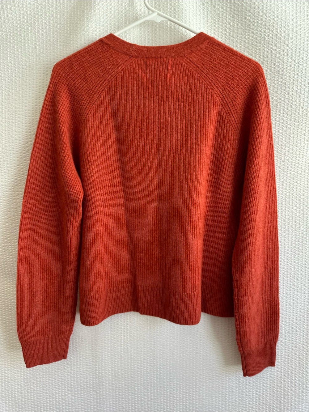 Rachel Zoe 100% 2-Ply Cashmere Ribbed Crewneck Sweater Rust Orange Medium - Picture 2 of 6